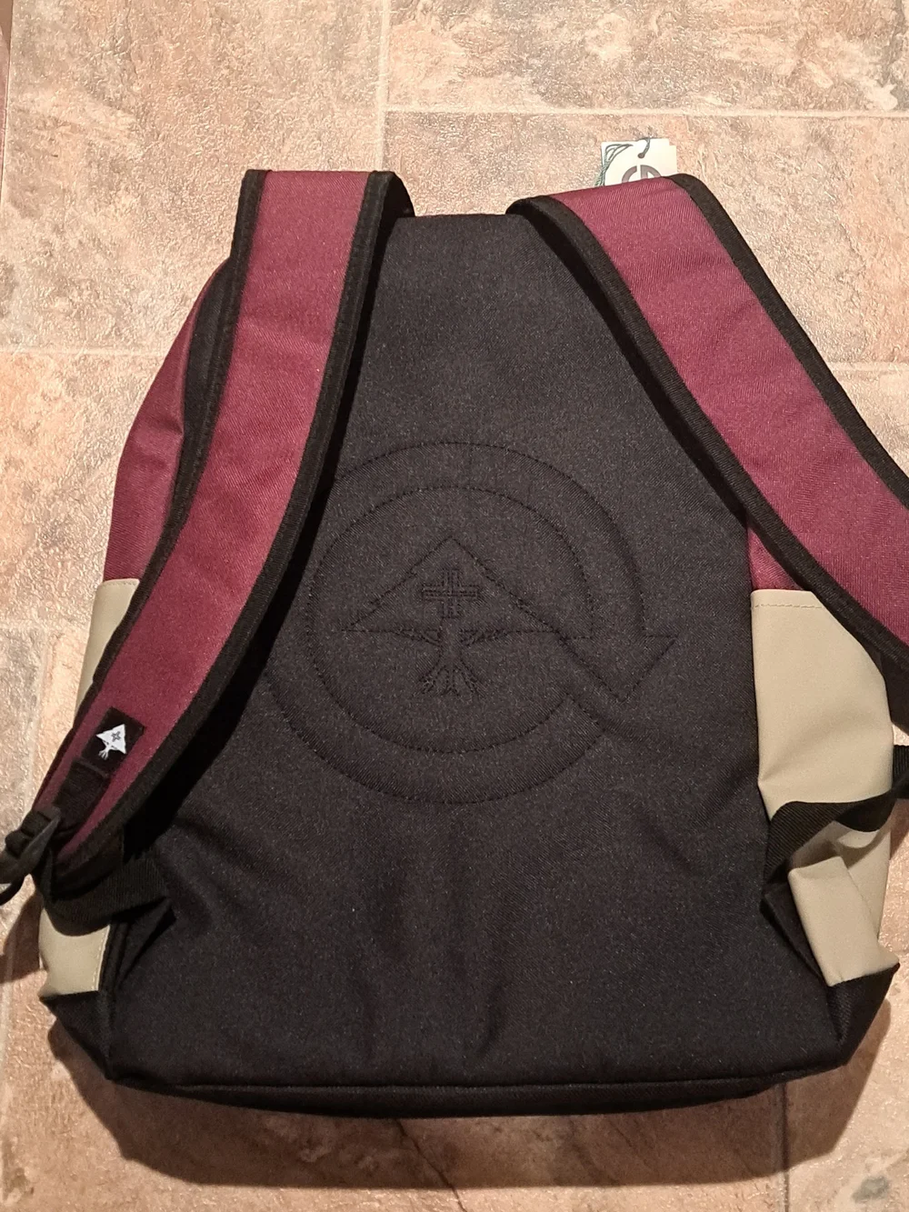 New LRG Two-Tone Burgundy and Tan Backpack with Black Base